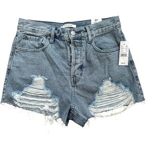 PacSun Womens Shorts 27 Vintage High Rise Button Fly Light Wash Distressed NEW
